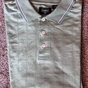 ⛳️ Haggar Golf Cool 18 | Sage Windowpane Luxury Polo Size Large NWOT